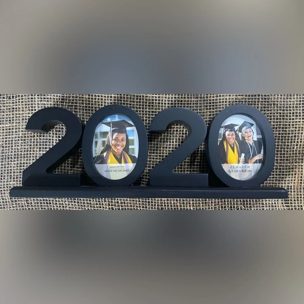2020 Frame Black Holds 2 2.5”x3.5” Pictures Measures 4.25”Hx12.25”Wx1.75”D